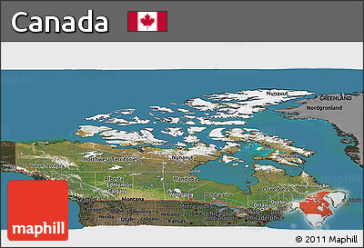 Satellite Panoramic Map of Canada, darken, land only