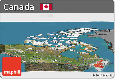 Satellite Panoramic Map of Canada, darken, land only