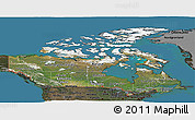 Satellite Panoramic Map of Canada, darken, land only