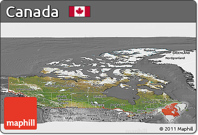 Satellite Panoramic Map of Canada, desaturated