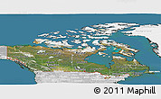 Satellite Panoramic Map of Canada, lighten, desaturated, land only