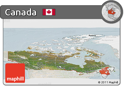 Satellite Panoramic Map of Canada, lighten
