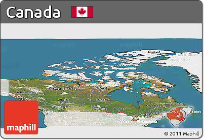 Satellite Panoramic Map of Canada, lighten, land only