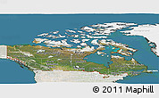 Satellite Panoramic Map of Canada, lighten, land only