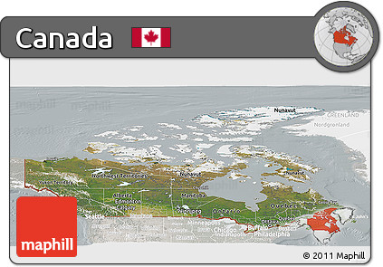 Satellite Panoramic Map of Canada, lighten, semi-desaturated