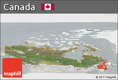 Satellite Panoramic Map of Canada, lighten, semi-desaturated