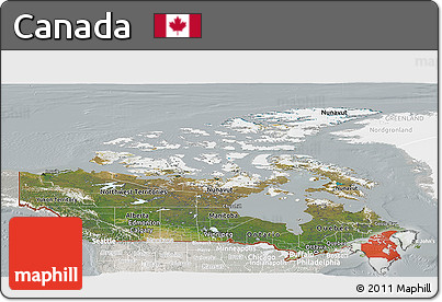 Satellite Panoramic Map of Canada, lighten, semi-desaturated