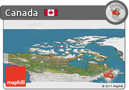 Satellite Panoramic Map of Canada, lighten, semi-desaturated, land only