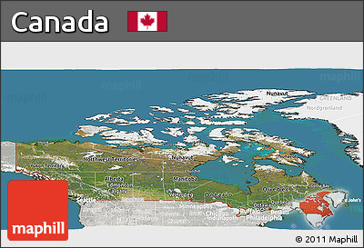 Satellite Panoramic Map of Canada, lighten, semi-desaturated, land only
