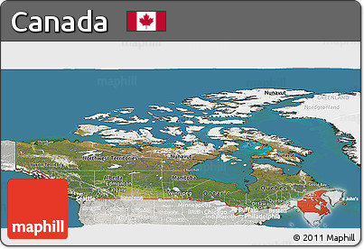 Satellite Panoramic Map of Canada, lighten, semi-desaturated, land only