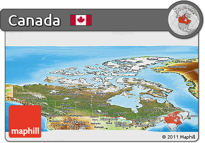 Satellite Panoramic Map of Canada, physical outside
