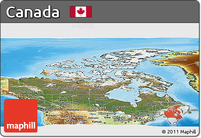 Satellite Panoramic Map of Canada, physical outside