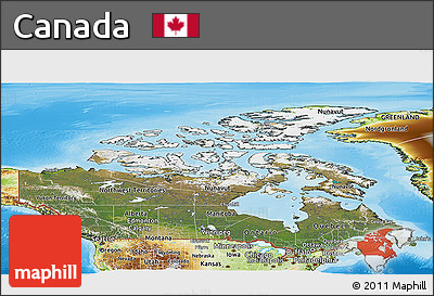 Satellite Panoramic Map of Canada, physical outside