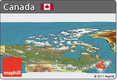 Satellite Panoramic Map of Canada, physical outside, satellite sea