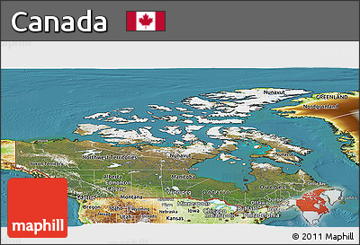 Satellite Panoramic Map of Canada, physical outside, satellite sea