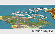 Satellite Panoramic Map of Canada, physical outside, satellite sea