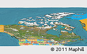 Satellite Panoramic Map of Canada, political outside, satellite sea