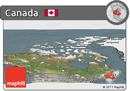 Satellite Panoramic Map of Canada, semi-desaturated