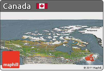 Satellite Panoramic Map of Canada, semi-desaturated