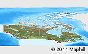 Satellite Panoramic Map of Canada, single color outside, bathymetry sea