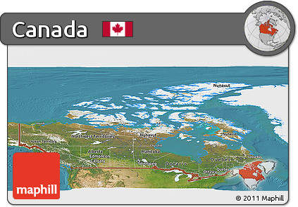 Satellite Panoramic Map of Canada, single color outside