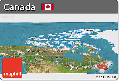 Satellite Panoramic Map of Canada, single color outside
