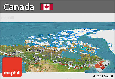 Satellite Panoramic Map of Canada, single color outside