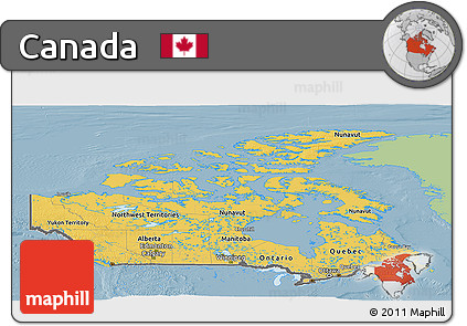 Savanna Style Panoramic Map of Canada, single color outside