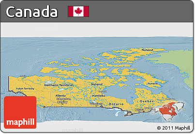 Savanna Style Panoramic Map of Canada, single color outside