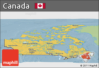 Savanna Style Panoramic Map of Canada, single color outside