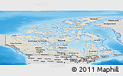 Shaded Relief Panoramic Map of Canada, desaturated, land only
