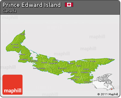 Physical 3D Map of Prince Edward Island, cropped outside