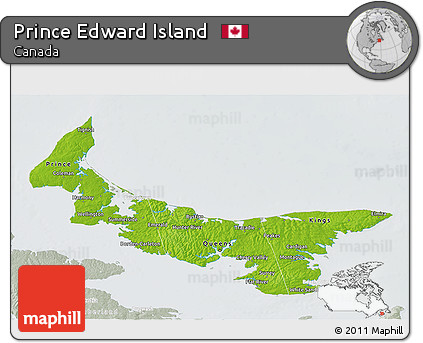 Physical 3D Map of Prince Edward Island, lighten, semi-desaturated