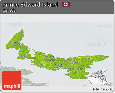 Physical 3D Map of Prince Edward Island, lighten, semi-desaturated