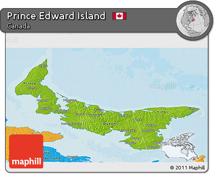 Physical 3D Map of Prince Edward Island, political outside