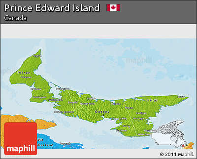 Physical 3D Map of Prince Edward Island, political outside