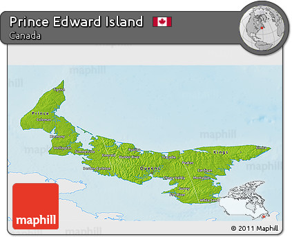 Physical 3D Map of Prince Edward Island, single color outside