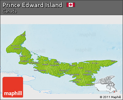 Physical 3D Map of Prince Edward Island, single color outside