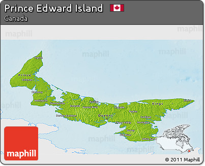 Physical 3D Map of Prince Edward Island, single color outside