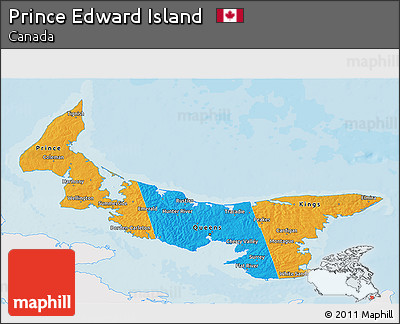 Political 3D Map of Prince Edward Island, single color outside