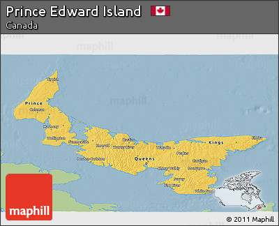 Savanna Style 3D Map of Prince Edward Island, single color outside