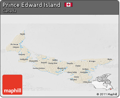 Shaded Relief 3D Map of Prince Edward Island, lighten, desaturated