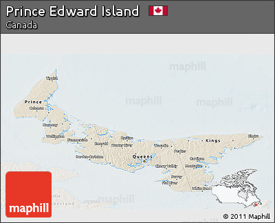 Shaded Relief 3D Map of Prince Edward Island, lighten