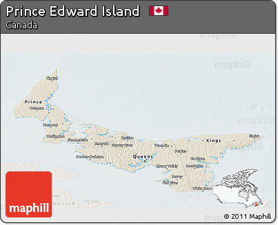 Shaded Relief 3D Map of Prince Edward Island, lighten