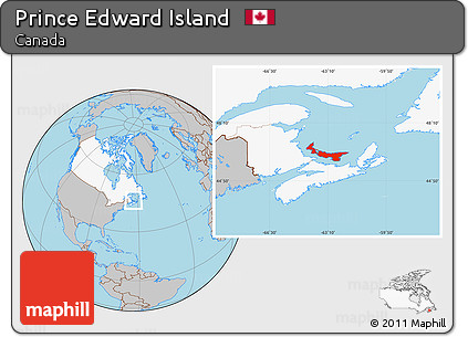 Gray Location Map of Prince Edward Island, highlighted country