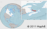 Gray Location Map of Prince Edward Island, highlighted country, hill shading