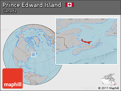 Gray Location Map of Prince Edward Island, hill shading