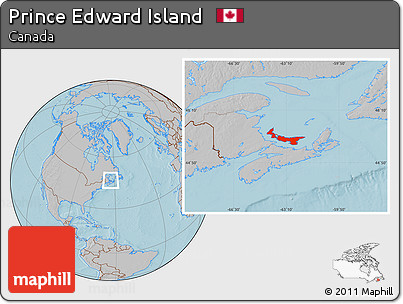 Gray Location Map of Prince Edward Island, hill shading