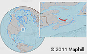 Gray Location Map of Prince Edward Island, hill shading