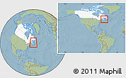 Savanna Style Location Map of Prince Edward Island, highlighted country, within the entire country, hill shading